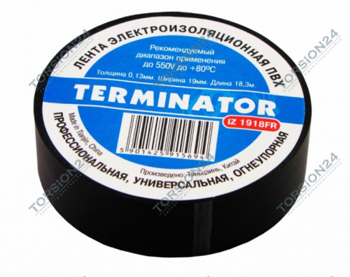 Изолента Terminator 19/18,3 черная фото Изолента Terminator 19/18,3 черная